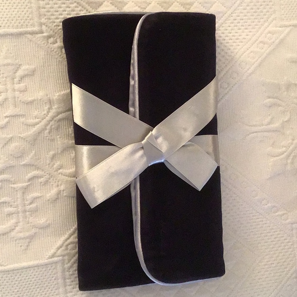 BRAND NEW BLACK VELVET AND SILVER SATIN JEWELRY  HOLDER